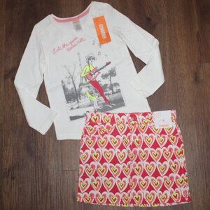 NWT Girls Gymboree Play by Heart 2pc Long Sleeve Top & Skirt Set Pink Neon sz 4